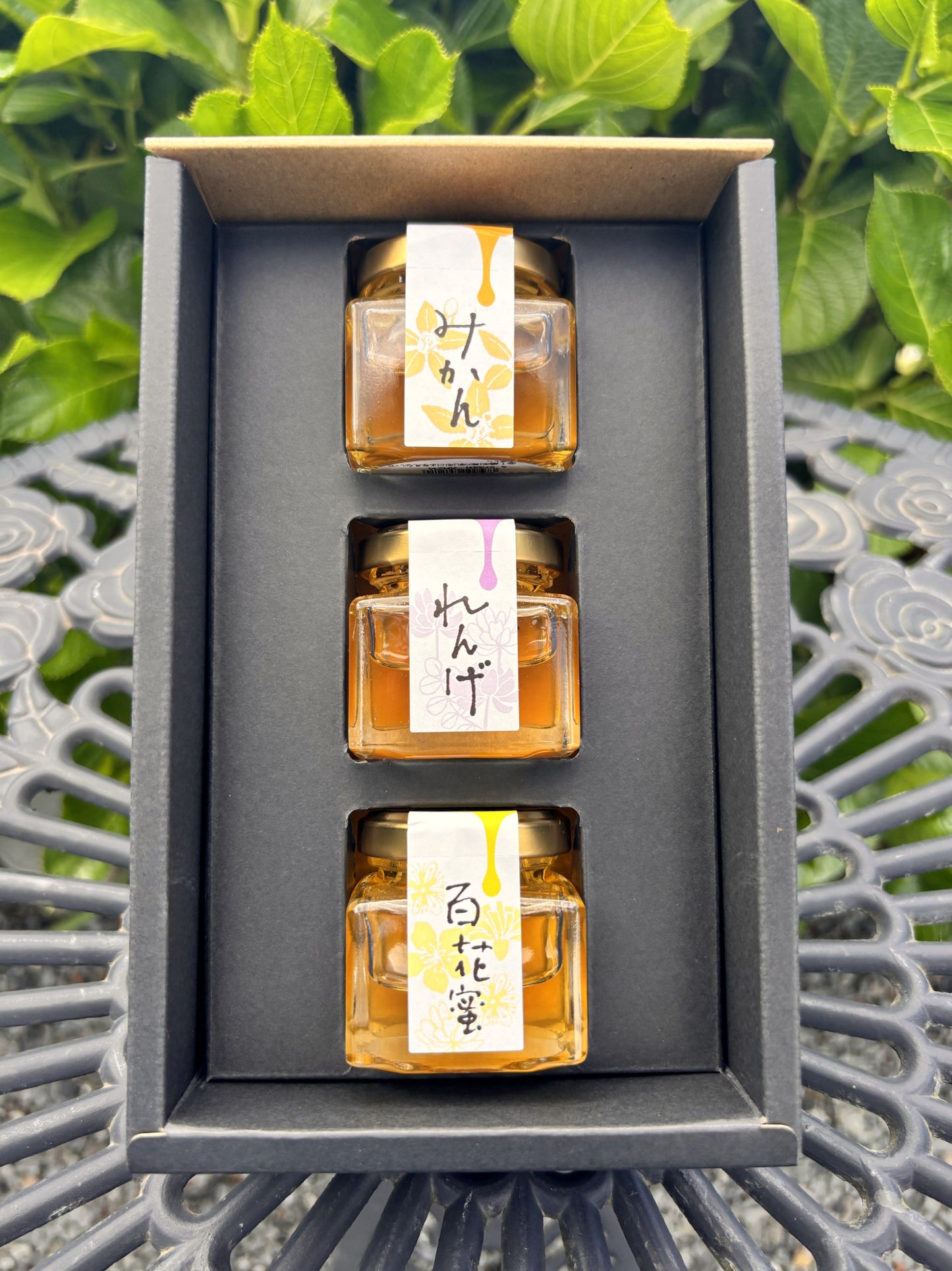 はちみつ旬のバラエティー3本セット（レンゲ・みかん・百花蜜）｜西垂水養蜂園